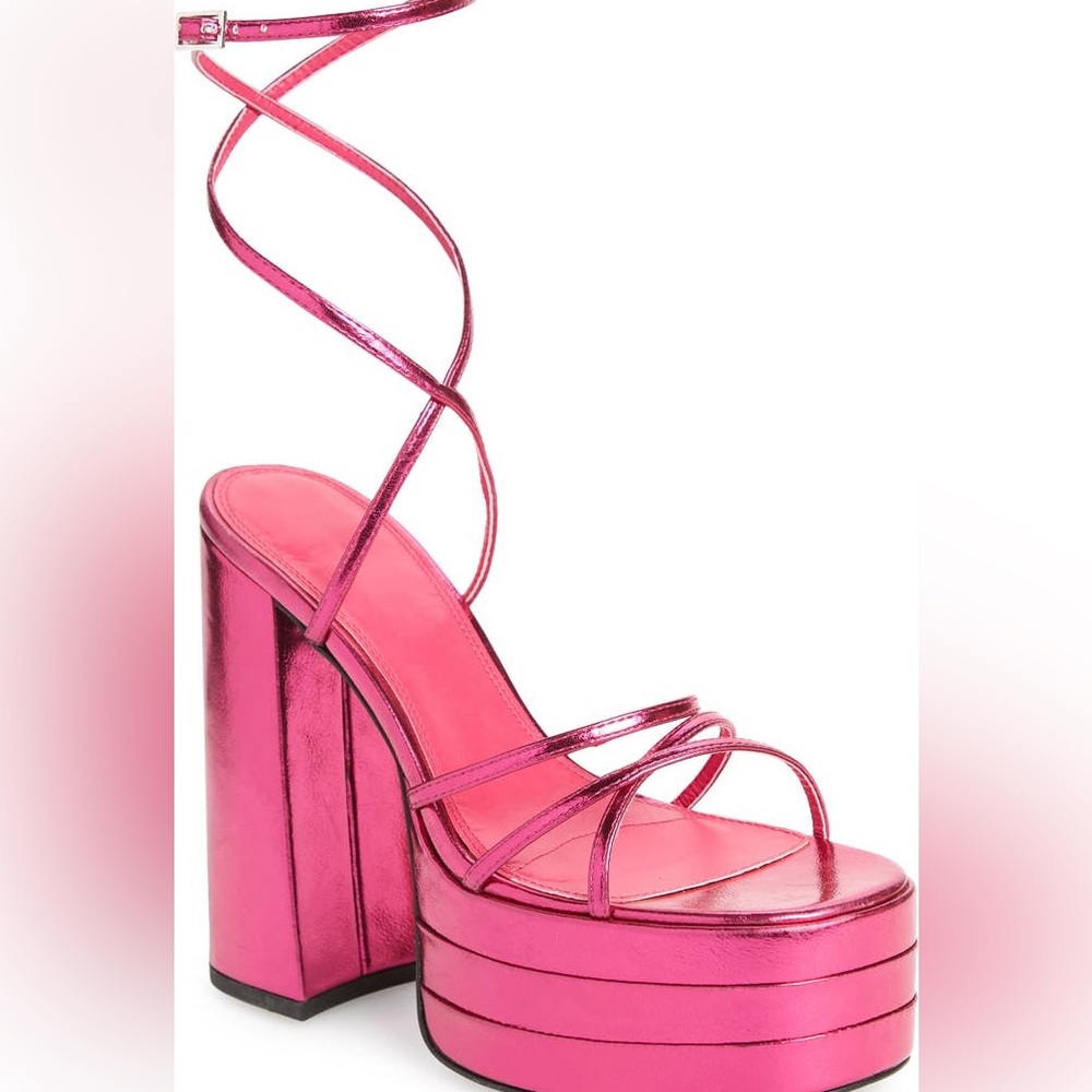 AZALEA WANG Marky Ankle Strap Platform Sandal in Pink